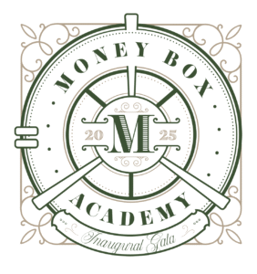 “Money Box Academy Inaugural Gala 2025 official event logo – financial literacy, generational wealth, and empowerment nonprofit event in Fayetteville, NC.”
